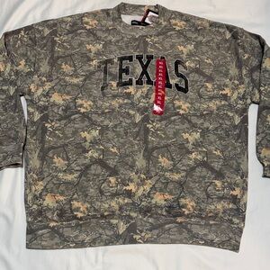 State of Mind Camouflage Crewneck Texas Sweatshirt Various sizes NWT